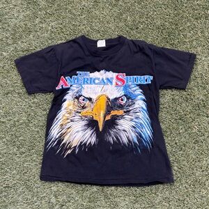 Vintage Black Tee with Bold Eagle and American Spirit Design